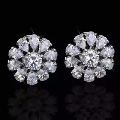 14k White Gold Plated 2 Ct Pear Cut Lab Created Diamond Stud Women's Earrings • $77.99