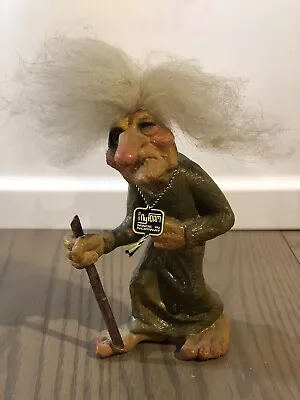 Troll Woman Nyform Norway Figurine Vintage With Tag Long Nose One Eye Cane 7  • $64.70