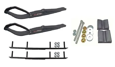 C&A Pro Black Razor Snowmobile Skis W/ 6  Round Bars Complete Kit • $368.02