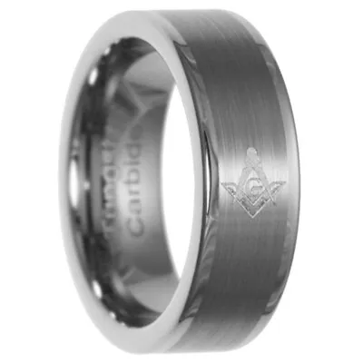 Freemason Masonic Engraved Tungsten Carbide Wedding Ring Size 8-13 • $16.99