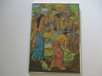 Rai Signed Ubud Bali Painting Tropical Folk Master Jungle Village Nude Produce • $450