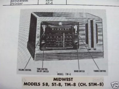 Midwest S8 St-8 & Tm-8 Shortwave Radio Photofact • $7.50