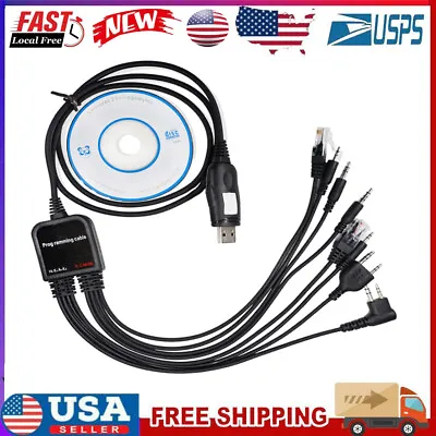 8 In 1 USB Programming Cable+Software CD For Motorola Baofeng Kenwood HYT Radio • $14.14