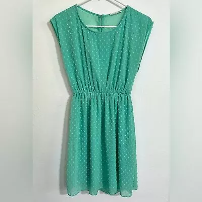 Boutique Tea N Rose Mint Green Clip Dot Sleeveless Coquette Mini Dress Sz Small • $17.99