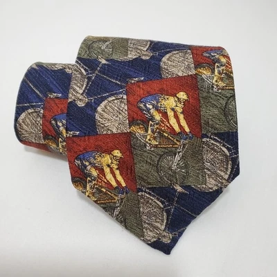 $6.98 • Buy Bike Racing Silk Tie BMX X Games Off Road Red Blue Gym Teacher Sports Adventure