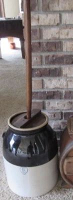 $95 • Buy Vintage 5 Gal Heart Butter Churn Two-tone With Wooden Churn Paddle