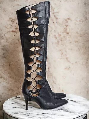 $260 • Buy VICINI Giuseppe Zanotti Black Calfskin Over-the-Knee Boots EU 37.5 US 7
