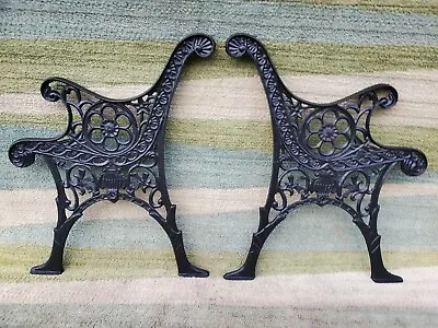 Vintage Ornate Victorian Style Heavy Cast Iron Garden Park Bench End Legs • $249.98