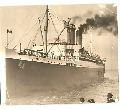 Beautiful Old STEAM SHIP SS Great Northern LAUNCH Vintage 1929 Press Photo • $35