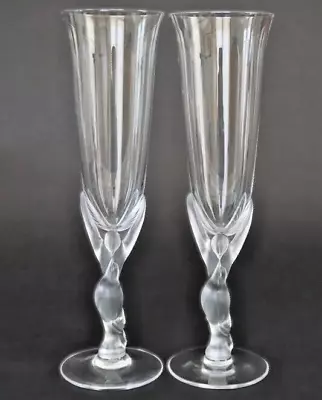 2 Faberge Kissing Doves Crystal Champagne Flutes 9 5/8  In Original Box • $54.99