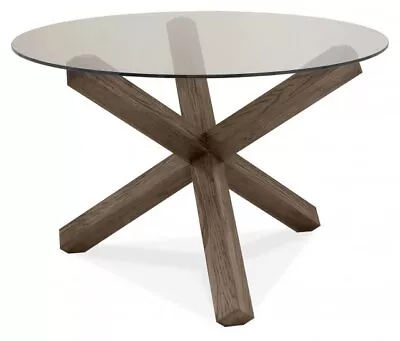 Bentley Designs Turin Dark Oak Circular Glass Table • £439