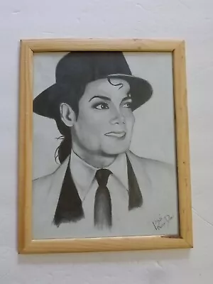 Signed Original Michael Jackson Pencil Drawing In Frame MJ Collectible Framed • $48