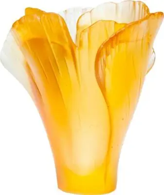 New Daum Crystal Mini Ginkgo Tulip Vase #05157-3/c Brand Nib French Save$$ F/sh • £332.97