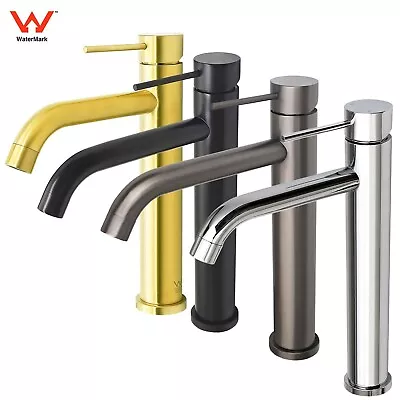 Round Tall Basin Mixer Vessel High Bathroom Sink Tap Vanity Faucet Curved Spout • $56.25