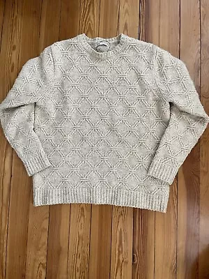 Men's ZARA Beige Textured Crewneck Sweater Size M - Wool Blend • $9.04