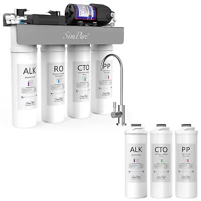 SimPure WP2-400GPD 8 Stage UV Reverse Osmosis System Alkaline PH+7 Water Filters • $189.99