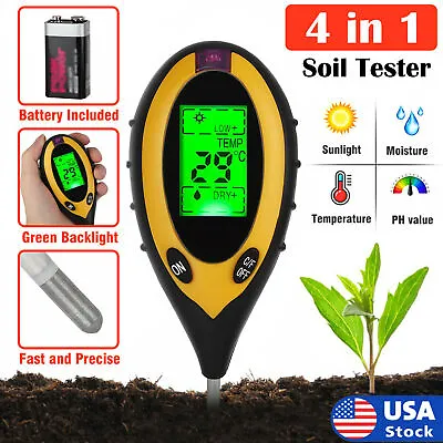 4 In 1 LCD Digital PH Tester Soil Water Moisture Light Temperature Test Meter US • $11.89