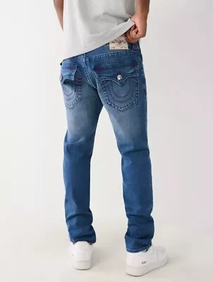 True Religion Jeans Men's Rocco SN Flap Skinny Blue Size 34x32 • $49.99