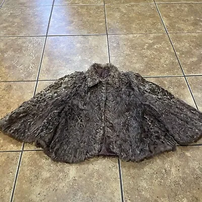 Vintage Fur Coat Persian Lamb Womens Cape Curly Collar Trim Mobb Wife • $99.95