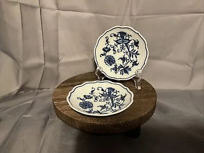 Meissen Porcelain Blue Onion 4.25” Saucers Set Of 2 • $40