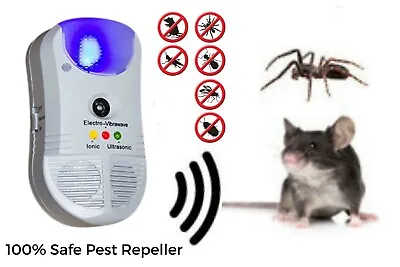 Ionic Ultrasonic 5 In 1 Repeller Pest Rat Mice Insect Spider Dustmite Repels New • £20.94