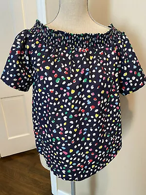 J.CREW Off-The-Shoulder Top In Ratti Happy Cat Print - Sz 6 - Rt $98 - NWT • $19.99