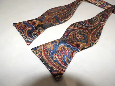 Hisdern Blue Multi Color Self Tie Bow Tie • $12