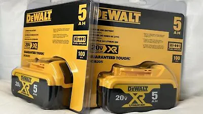 2 PACK DEWALT DCB205 20V Max XR 5.0Ah Li-ion Power Tool Battery Original Genuine • $77