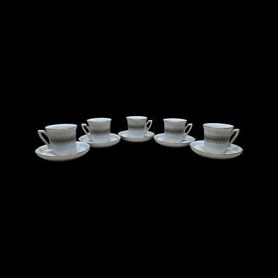 Ipa Vintage MCM Geometric Pattern Demitasse Espresso Cups Saucers 5 Sets ITALY • $28