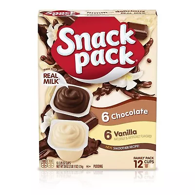 Chocolate And Vanilla Flavored Pudding Cups Family Pack 12 Count Pudding Cups • $5.15