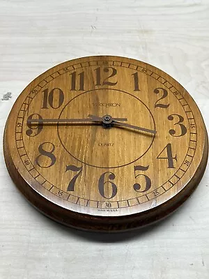 Vintage Verichron Quartz 8  Inch Wood Round Wall Clock Battery Operated Tested! • $25