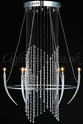 Sultan 6-light Large Modern Chrome Hallway Stairwell Chandelier With Bead Detail • £99.99