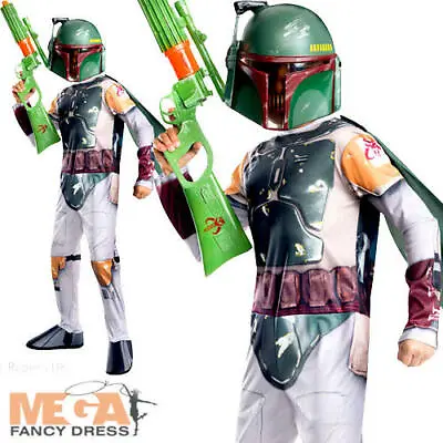 Boba Fett Boys Fancy Dress Star Wars Movie Book Character Childrens Kids Costume • £18.49