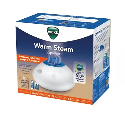 Vicks WarmSteam (V150SGN) 5.6 L Night Light Auto-Shut Off Vaporizer - White • $15.99