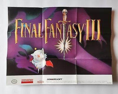 Final Fantasy III 3 SNES Super Nintendo Poster Insert ONLY! Nice! • $59.99