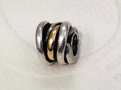 $45 • Buy Authentic Pandora Silver 14k Gold Ring Cluster Two Tone Charm 790153 Retired