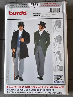 Burda 2767 Historical Men's Costume Renaissance Jacketvestpants Size 34-50 Unc • $12