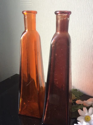 £6 • Buy Hand Painted Decor Vase Style Bottles Glass Square Tall Display Table Vases