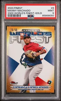 MANNY MACHADO #/50 GOLD Refractor 2023 Topps Finest Chrome #8 PSA 9 MINT WBC • $19.99