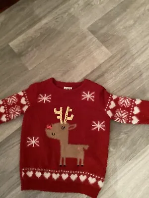 Baby Girls Christmas Jumper Age 2-3 In Good Condition • £3.95