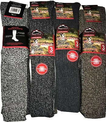 Mens 3 Pairs Warm  Long Boot Lambs Wool Blend Socks Extra Thick Winter Sock 6-11 • £8.99