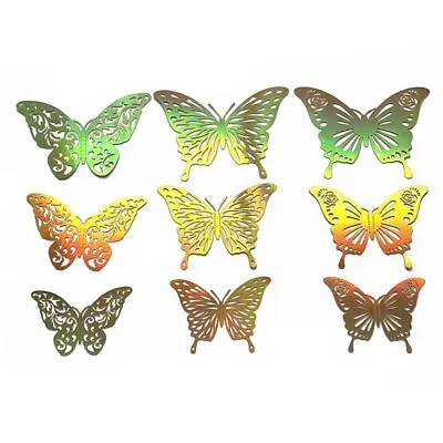 $3.11 • Buy 3D Butterfly Stickers Hollow Butterflies Colorful Silver Gold Wall Decals