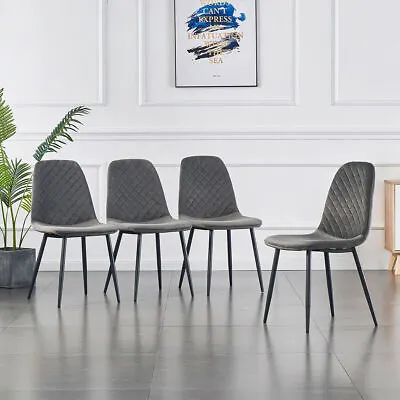 $289.99 • Buy 4pcs Grey Velvet Guest Chair Dinning Chair Livingroom Cafe Office Metal Legs