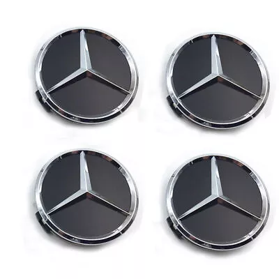 4PCS 75mm Wheel Center Hub Caps Cover Logo Badge Emblem For Mercedes-Benz Black • $85.69