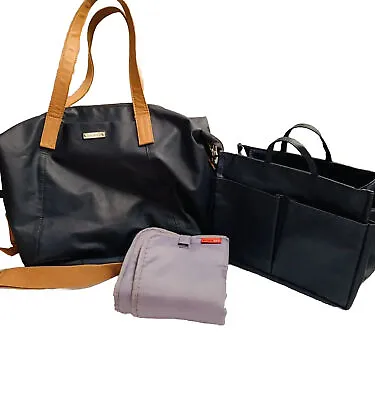 Storksak Navy Diaper Bag Set Includes Mini Tote & Changing Pad • $22