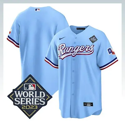 Men's Texas Rangers Blank Team Jersey 2023 World Series Blue Cool Base -Stitched • $32.99
