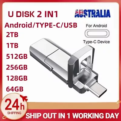 Metal Memory Stick Type C USB Flash Drive 2 In 1 OTG USB C Memory Stick Storage • $34.98