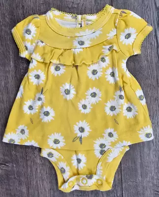 Baby Girl Clothes Child Mine Carter's Preemie Yellow Sunflower Romper Dress • $14.99