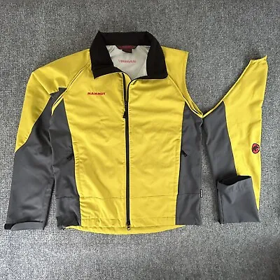 Mammut Jacket Mens Large Yellow Gray Convertible Vest Softech Soft Shell FullZip • $89.50