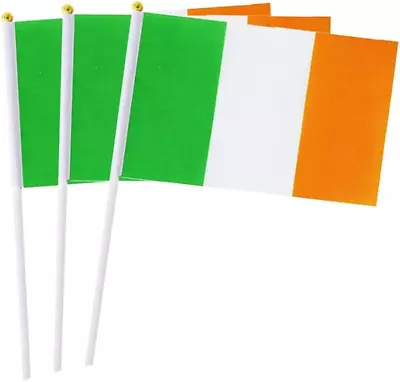 Ireland Flag Irish Hand Held Mini Small Stick Flags For Party Classroom Garden O • $11.82